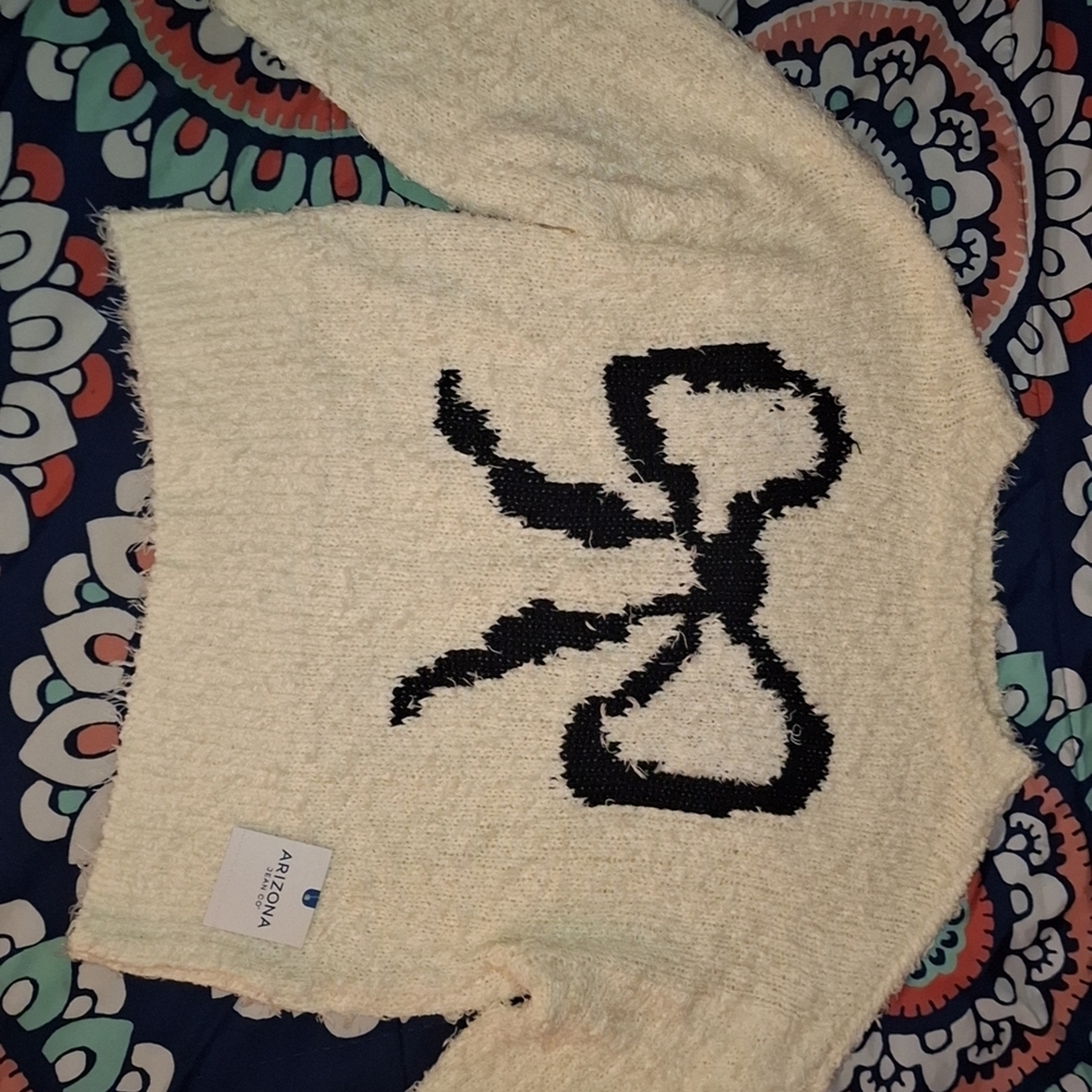 Arizona Jean Company Cream Sweater with Black Bow